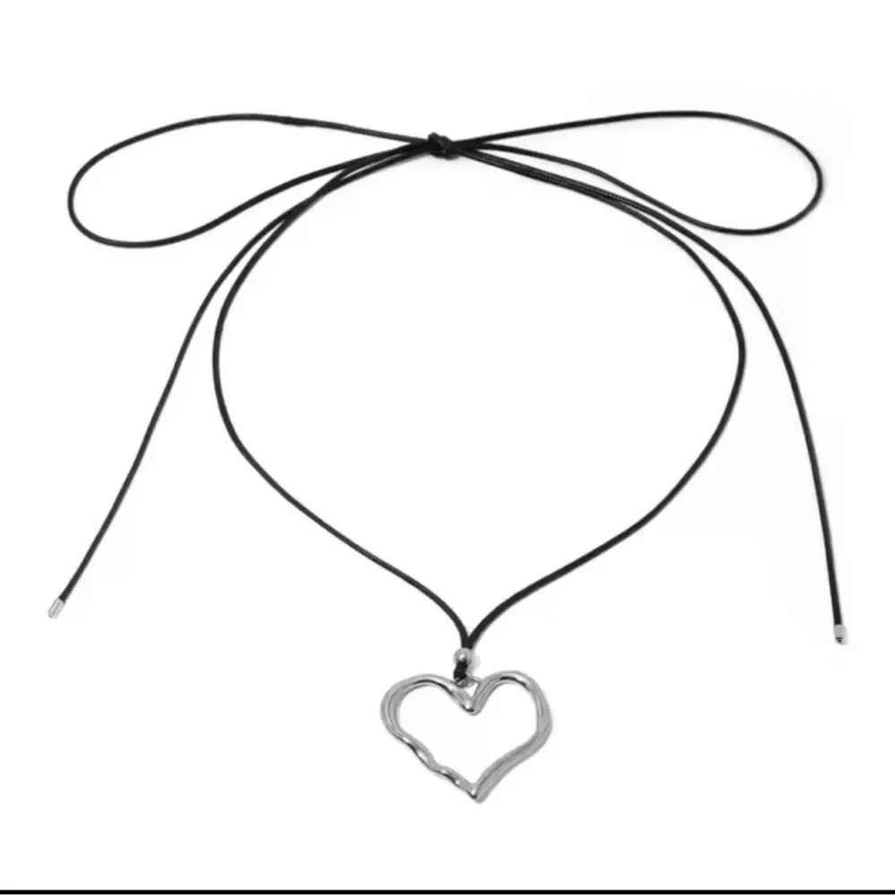 Silver Heart Stainless Steel Waterproof Cord Necklace Choker